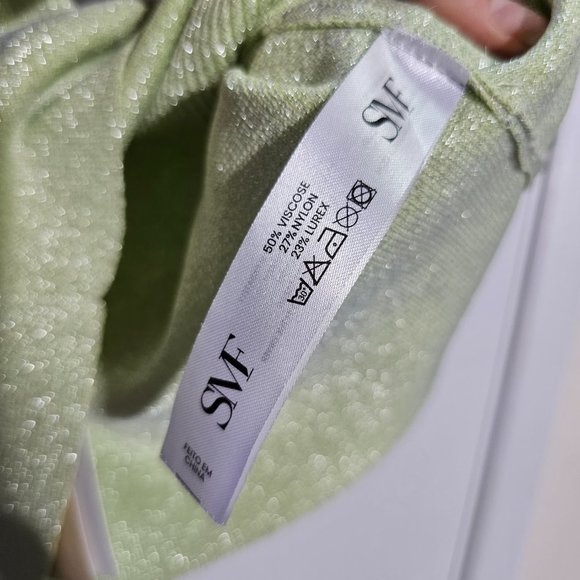 🏷️NWT SMF Knit Top w/ Lurex In Lime - Size Medium - Picture 8 of 12